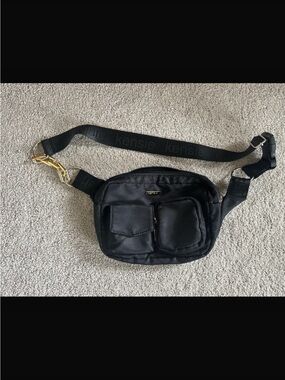 Kensie Black Belt Bag with Gold Hardware